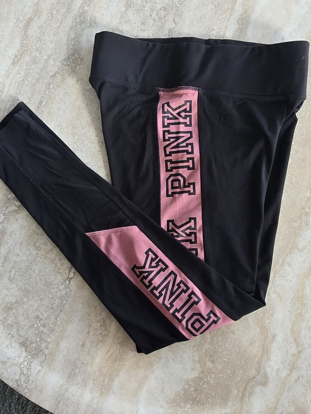 Victoria's Secret PINK Ultimate Logo Leggings Women's Small Black Pink